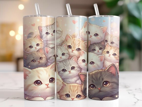 Adorable Kittens 20oz Tumbler Wrap PNG