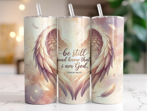 Angel Wings Bible Verse Tumbler Wraps Graphics