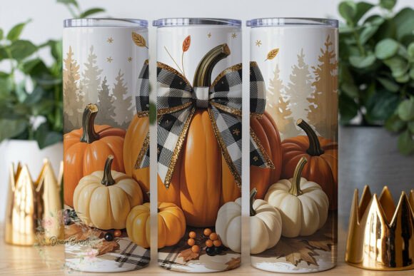 Autumn Plaid Pumpkin 20oz Tumbler Wrap Graphics