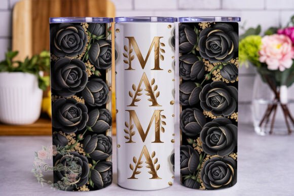 Black Rose Gold MAMA Tumbler Wrap Graphics