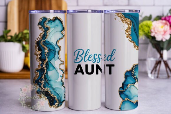 Blessed Aunt Geode Abstract Tumbler Wraps
