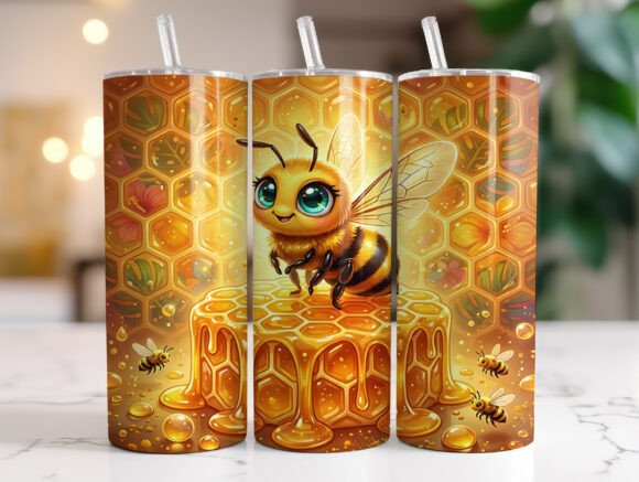 Cute Honey Bee Honeycomb Drip Tumbler Graphics