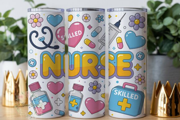 Cute Nurse Cartoon 20oz Tumbler Wrap Graphics