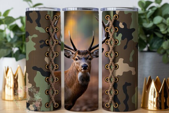 Deer Camo Boot Lacing Tumbler Wraps Graphics