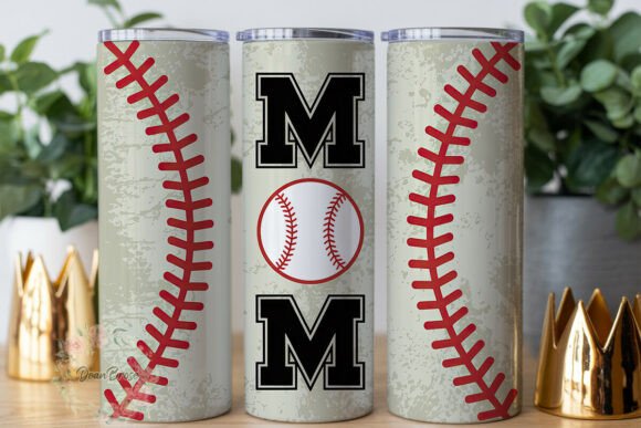 Distressed Baseball MOM 20oz Tumbler Graphics