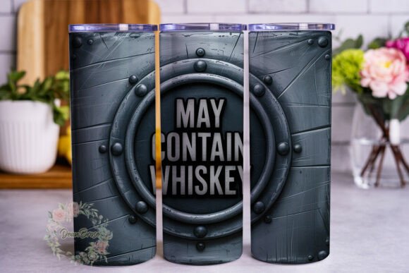 Distressed Metal Whiskey Graphics for Tumbler Wraps