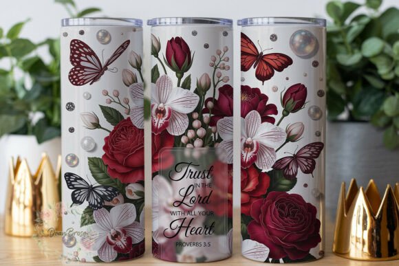 Divine Floral Grace 20oz Tumbler Wrap Graphics