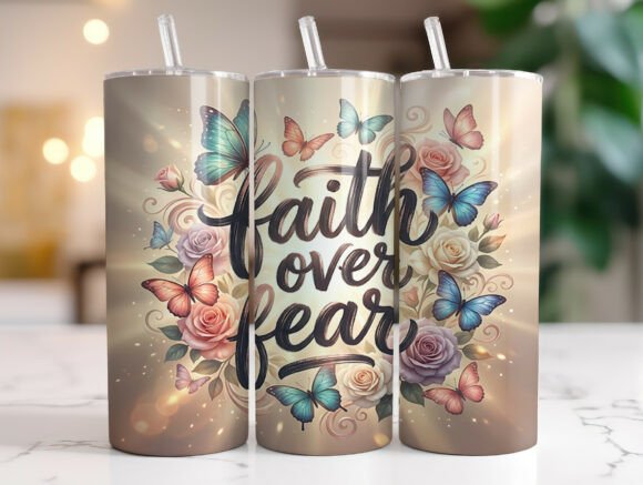Faith over Fear Butterfly Floral Tumbler Graphics Review