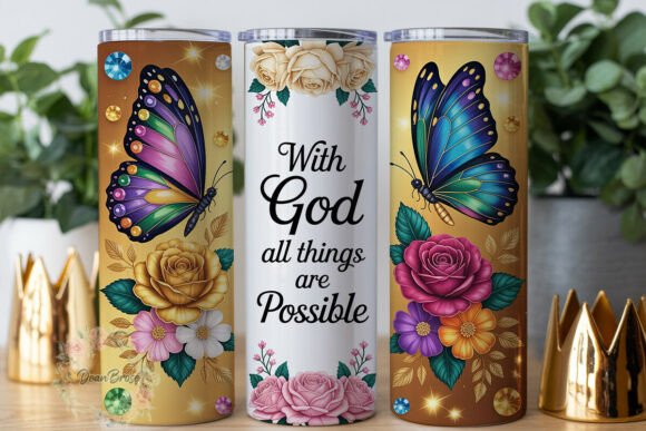 Faithful Butterfly Rose 20oz Tumbler Graphics