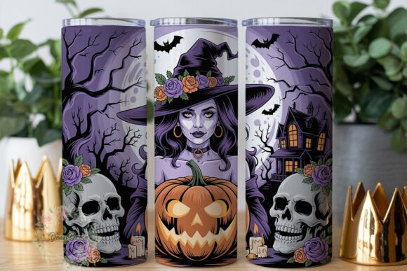 Gothic Witch Skull 20oz Tumbler Wrap Graphics