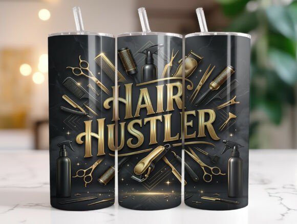 Hair Hustler Barber Tools Tumbler Wrap Graphics