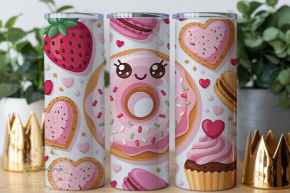 Kawaii Donut Hearts Graphics for Tumbler Wraps