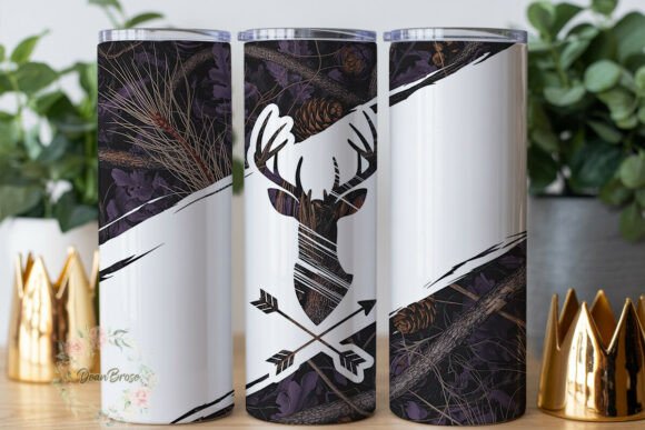 Purple Camo Deer 20oz Tumbler Wrap: Graphics for Tumbler Wraps
