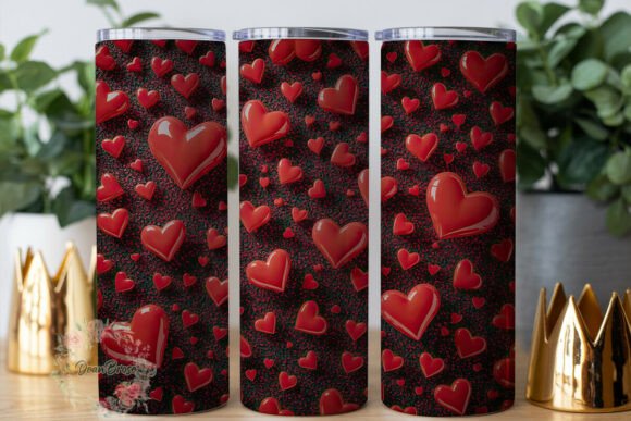 Red Glitter Hearts 20oz Tumbler Wrap Graphics