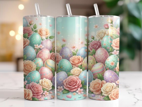 Spring Floral Easter Eggs Tumbler Wrap Graphics
