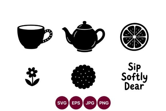 Vector Art Icons: Tea Cup Teapot Graphics & Illustrations