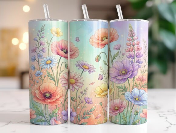 Wildflower Pastel Floral Tumbler Wraps & Graphics